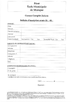 bulletin inscription Cursus Complet Enfant