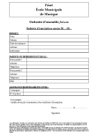 bulletin inscription Orchestre seul Enfants
